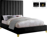 Via Velvet / Engineered Wood / Metal / Foam Contemporary Black Velvet Full Bed - 60" W x 81" D x 70.5" H