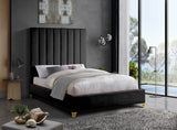 Via Velvet / Engineered Wood / Metal / Foam Contemporary Black Velvet Queen Bed - 65.5" W x 86" D x 70.5" H