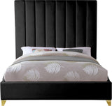 Via Velvet / Engineered Wood / Metal / Foam Contemporary Black Velvet Queen Bed - 65.5" W x 86" D x 70.5" H