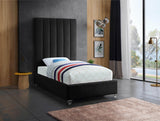 Via Velvet / Engineered Wood / Metal / Foam Contemporary Black Velvet Twin Bed - 44.5" W x 81" D x 70.5" H