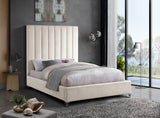 Via Velvet / Engineered Wood / Metal / Foam Contemporary Cream Velvet Full Bed - 60" W x 81" D x 70.5" H