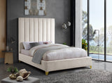 Via Velvet / Engineered Wood / Metal / Foam Contemporary Cream Velvet Full Bed - 60" W x 81" D x 70.5" H