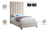 Via Velvet / Engineered Wood / Metal / Foam Contemporary Cream Velvet Twin Bed - 44.5" W x 81" D x 70.5" H