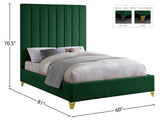 Via Velvet / Engineered Wood / Metal / Foam Contemporary Green Velvet Full Bed - 60" W x 81" D x 70.5" H
