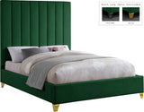 Via Velvet / Engineered Wood / Metal / Foam Contemporary Green Velvet Full Bed - 60" W x 81" D x 70.5" H