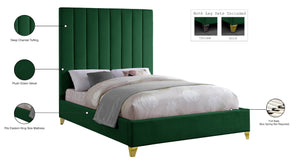 Via Velvet / Engineered Wood / Metal / Foam Contemporary Green Velvet King Bed - 81.5" W x 86" D x 70.5" H