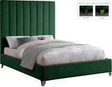 Via Velvet / Engineered Wood / Metal / Foam Contemporary Green Velvet King Bed - 81.5" W x 86" D x 70.5" H
