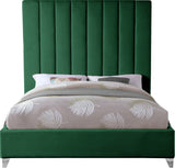 Via Velvet / Engineered Wood / Metal / Foam Contemporary Green Velvet King Bed - 81.5" W x 86" D x 70.5" H