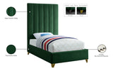 Via Velvet / Engineered Wood / Metal / Foam Contemporary Green Velvet Twin Bed - 44.5" W x 81" D x 70.5" H