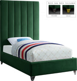 Via Velvet / Engineered Wood / Metal / Foam Contemporary Green Velvet Twin Bed - 44.5" W x 81" D x 70.5" H