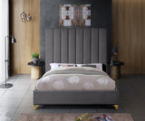 Via Velvet / Engineered Wood / Metal / Foam Contemporary Grey Velvet Full Bed - 60" W x 81" D x 70.5" H
