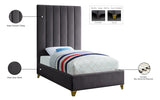 Via Velvet / Engineered Wood / Metal / Foam Contemporary Grey Velvet Twin Bed - 44.5" W x 81" D x 70.5" H