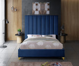 Via Velvet / Engineered Wood / Metal / Foam Contemporary Navy Velvet Queen Bed - 65.5" W x 86" D x 70.5" H