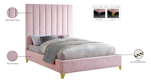 Via Velvet / Engineered Wood / Metal / Foam Contemporary Pink Velvet Full Bed - 60" W x 81" D x 70.5" H