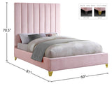 Via Velvet / Engineered Wood / Metal / Foam Contemporary Pink Velvet Full Bed - 60" W x 81" D x 70.5" H