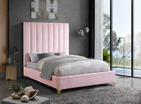 Via Velvet / Engineered Wood / Metal / Foam Contemporary Pink Velvet Full Bed - 60" W x 81" D x 70.5" H