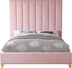 Via Velvet / Engineered Wood / Metal / Foam Contemporary Pink Velvet Full Bed - 60" W x 81" D x 70.5" H