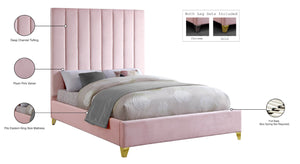 Via Velvet / Engineered Wood / Metal / Foam Contemporary Pink Velvet King Bed - 81.5" W x 86" D x 70.5" H