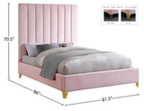 Via Velvet / Engineered Wood / Metal / Foam Contemporary Pink Velvet King Bed - 81.5" W x 86" D x 70.5" H