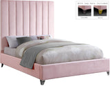 Via Velvet / Engineered Wood / Metal / Foam Contemporary Pink Velvet Queen Bed - 65.5" W x 86" D x 70.5" H