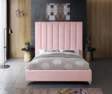 Via Velvet / Engineered Wood / Metal / Foam Contemporary Pink Velvet Queen Bed - 65.5" W x 86" D x 70.5" H