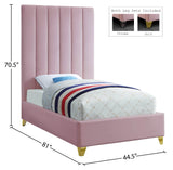 Via Velvet / Engineered Wood / Metal / Foam Contemporary Pink Velvet Twin Bed - 44.5" W x 81" D x 70.5" H