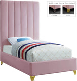 Via Velvet / Engineered Wood / Metal / Foam Contemporary Pink Velvet Twin Bed - 44.5" W x 81" D x 70.5" H