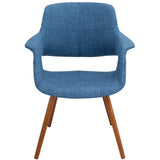 Vintage Flair Mid-Century Modern Chair in Walnut and Blue by LumiSource