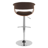 Vintage Mod Mid-Century Modern Adjustable Barstool with Swivel in Walnut and Espresso Fabric by LumiSource