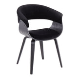 Vintage Mod Mid-Century Modern Dining/Accent Chair in Black Wood and Black Velvet by LumiSource