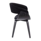 Vintage Mod Mid-Century Modern Dining/Accent Chair in Black Wood and Black Velvet by LumiSource
