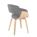 Vintage Mod Contemporary Chair in Natural Wood and Light Grey Fabric by LumiSource