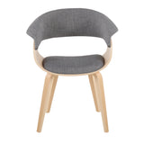Vintage Mod Contemporary Chair in Natural Wood and Light Grey Fabric by LumiSource