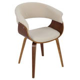 Vintage Mod Mid-Century Modern Dining/Accent Chair in Walnut and Cream by LumiSource