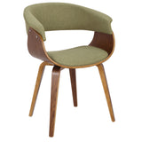 Vintage Mod Mid-Century Modern Dining/Accent Chair in Walnut and Green by LumiSource