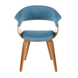 Vintage Mod Mid-Century Modern Dining/Accent Chair in Walnut and Blue Fabric by LumiSource