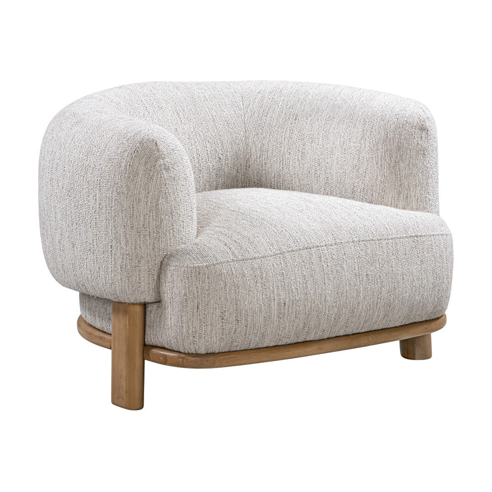 Union Home Vittori Boucle Chair Stone FSC Certified Oak Wood, Boucle