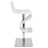 Viva Contemporary Adjustable Barstool with Swivel and White Wood by LumiSource