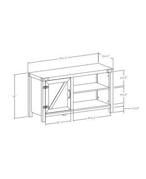 44" Asymmetrical Barn Door Farmhouse TV Stand
