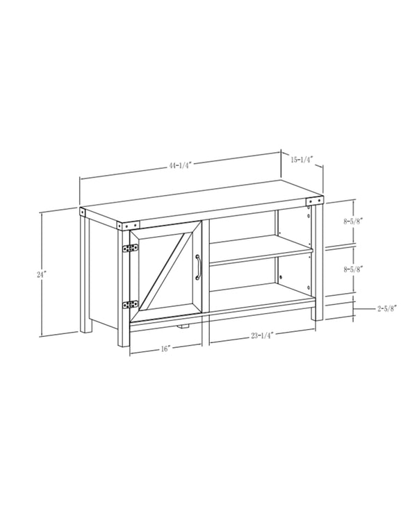 44" Asymmetrical Barn Door Farmhouse TV Stand