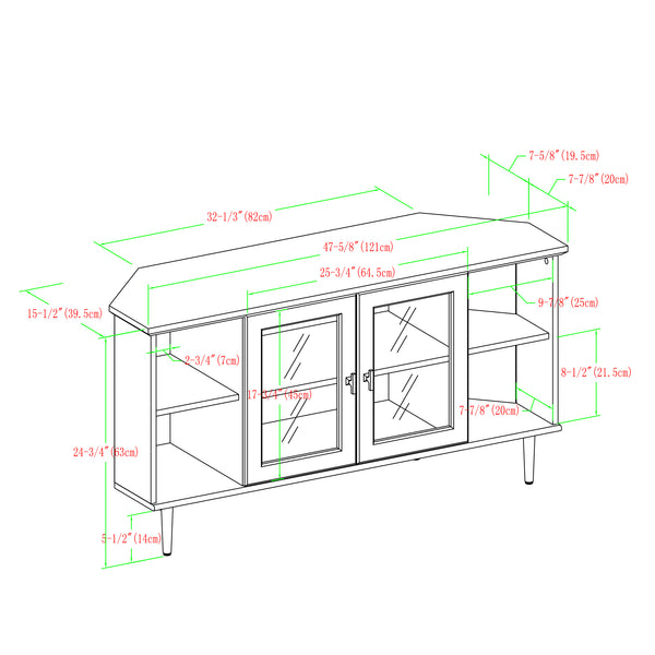 walker edison 48 simple glass door corner tv console w48clcr2dro w48clcr2dgw w48clcr2ddw