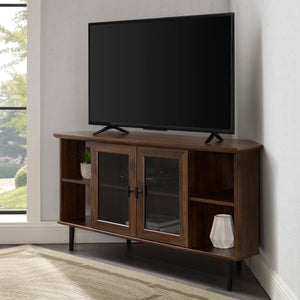 walker edison 48 simple glass door corner tv console w48clcr2dro w48clcr2dgw w48clcr2ddw