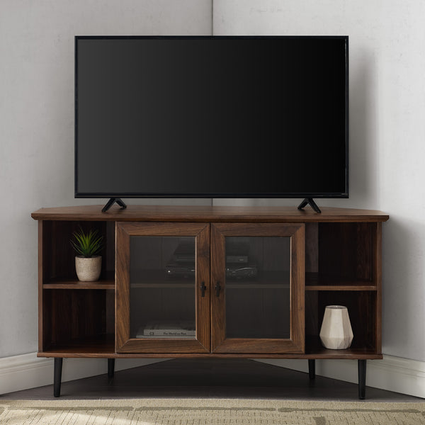 walker edison 48 simple glass door corner tv console w48clcr2dro w48clcr2dgw w48clcr2ddw