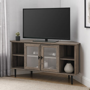 W48CLCR2DGW - walker edison 48 simple glass door corner tv console w48clcr2dro w48clcr2dgw w48clcr2ddw