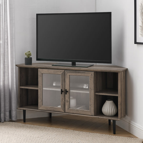 W48CLCR2DGW - walker edison 48 simple glass door corner tv console w48clcr2dro w48clcr2dgw w48clcr2ddw