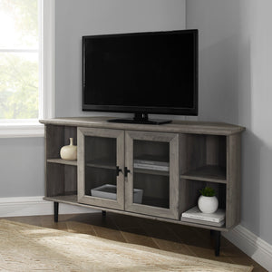 walker edison 48 simple glass door corner tv console w48clcr2dro w48clcr2dgw w48clcr2ddw