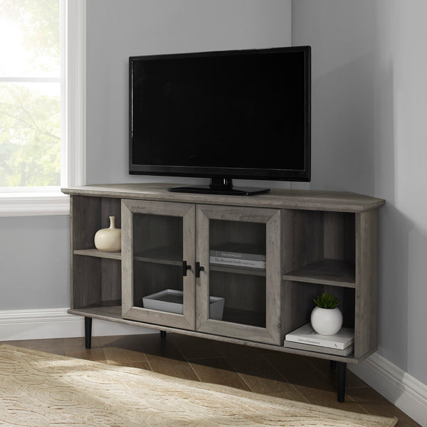walker edison 48 simple glass door corner tv console w48clcr2dro w48clcr2dgw w48clcr2ddw