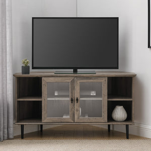 W48CLCR2DGW - walker edison 48 simple glass door corner tv console w48clcr2dro w48clcr2dgw w48clcr2ddw