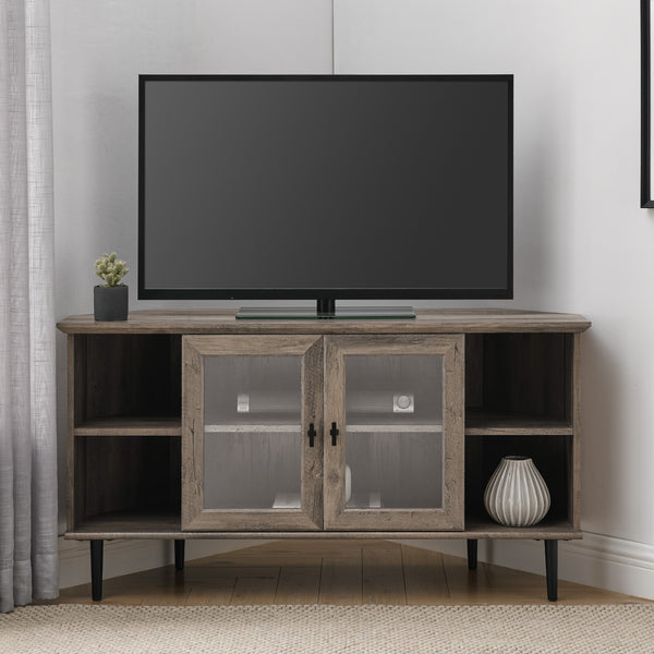 W48CLCR2DGW - walker edison 48 simple glass door corner tv console w48clcr2dro w48clcr2dgw w48clcr2ddw