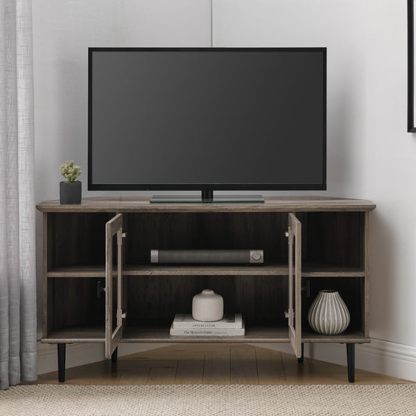 W48CLCR2DGW - walker edison 48 simple glass door corner tv console w48clcr2dro w48clcr2dgw w48clcr2ddw